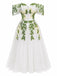 White 1950s Floral Vintage Classic Dress 4