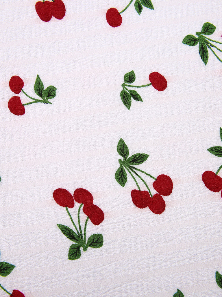 White 1950s Cherry Bow Sweetheart Neck Dress, vintage dress, retro fashion, rockabilly, pin-up fashion - perfect for women who love vintage and retro fashion
