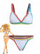 White 1950s Colorful Knit Halter Bikini Set - vintage swimwear, retro swimsuit, pin-up style for vintage lovers