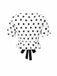 White 1950s Deep V-Neck Polka Dots Top - vintage fashion, retro style, pure white