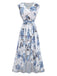 White 1950s Floral V Neck Dress 2