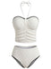White 1950s Halter Strapless Textured Tankini Set, vintage fashion, retro style - perfect for women who love vintage and retro fashion