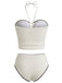 White 1950s Halter Strapless Textured Tankini Set, vintage fashion, retro style - perfect for women who love vintage and retro fashion