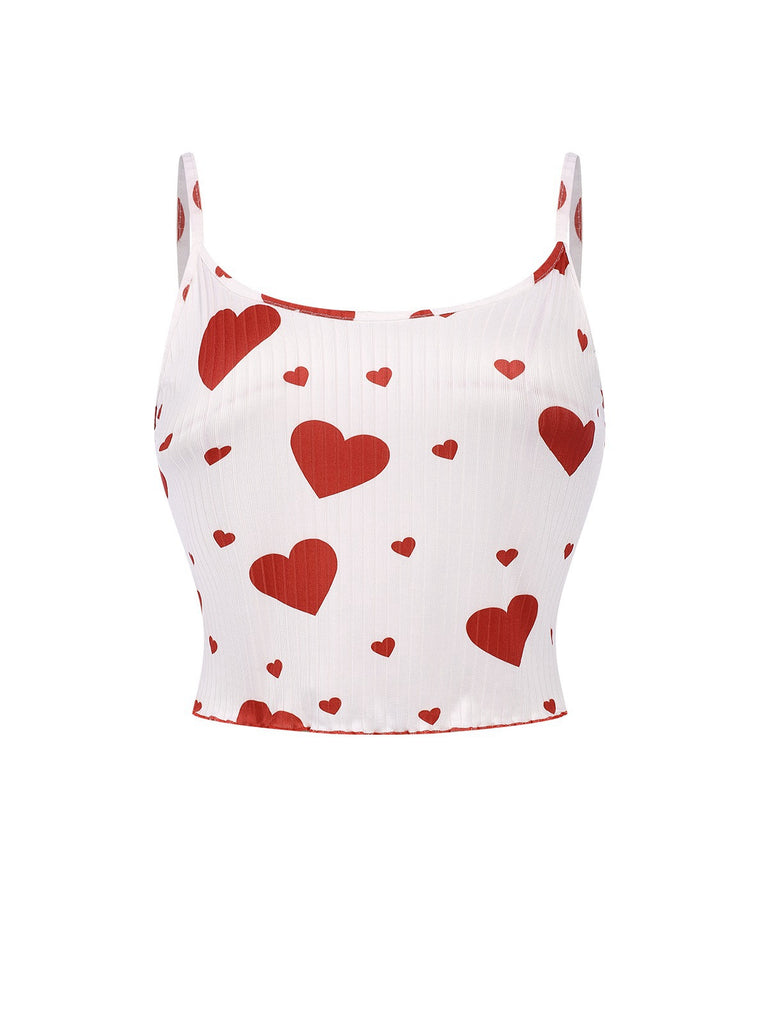 White 1950s Heart Bow Spaghetti Strap Pajama, vintage fashion, retro style - perfect for women who love vintage and retro fashion