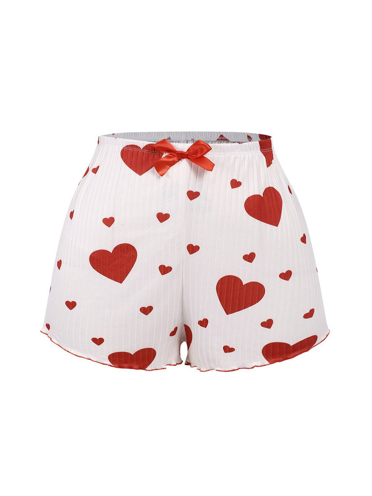 White 1950s Heart Bow Spaghetti Strap Pajama, vintage fashion, retro style - perfect for women who love vintage and retro fashion
