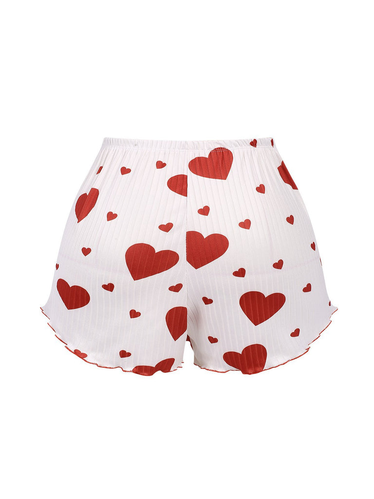 White 1950s Heart Bow Spaghetti Strap Pajama, vintage fashion, retro style - perfect for women who love vintage and retro fashion