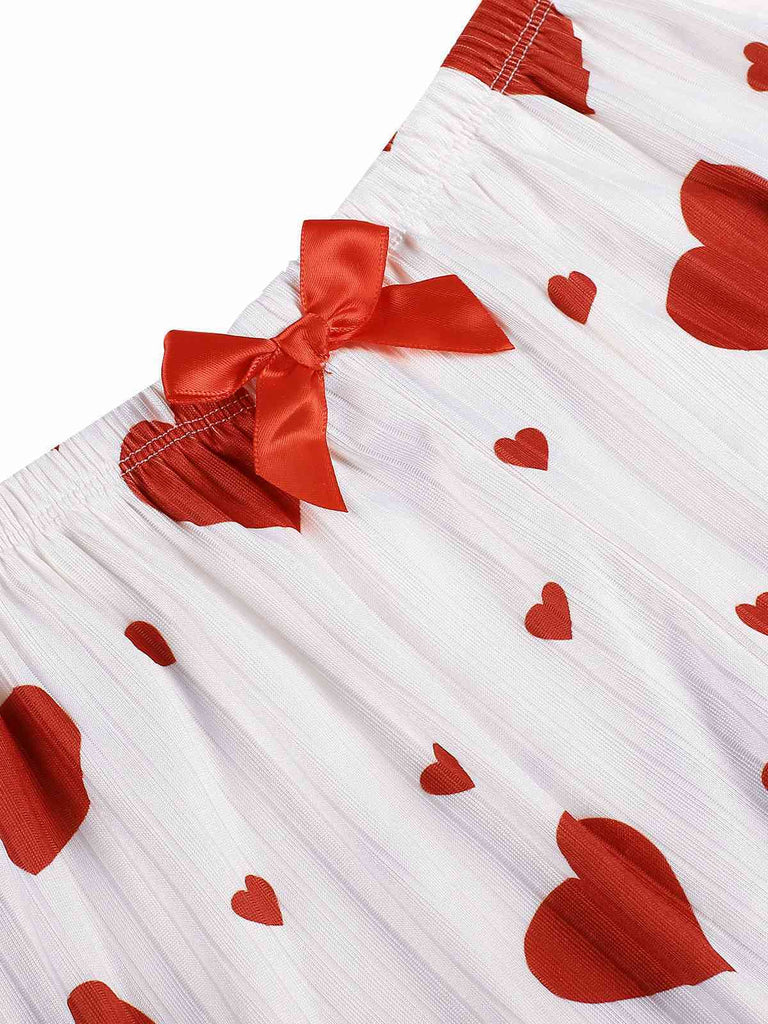 White 1950s Heart Bow Spaghetti Strap Pajama, vintage fashion, retro style - perfect for women who love vintage and retro fashion