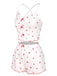 White 1950s Heart Spaghetti Straps Pajamas, vintage pajamas, retro nightwear - perfect for women who love vintage and retro fashion