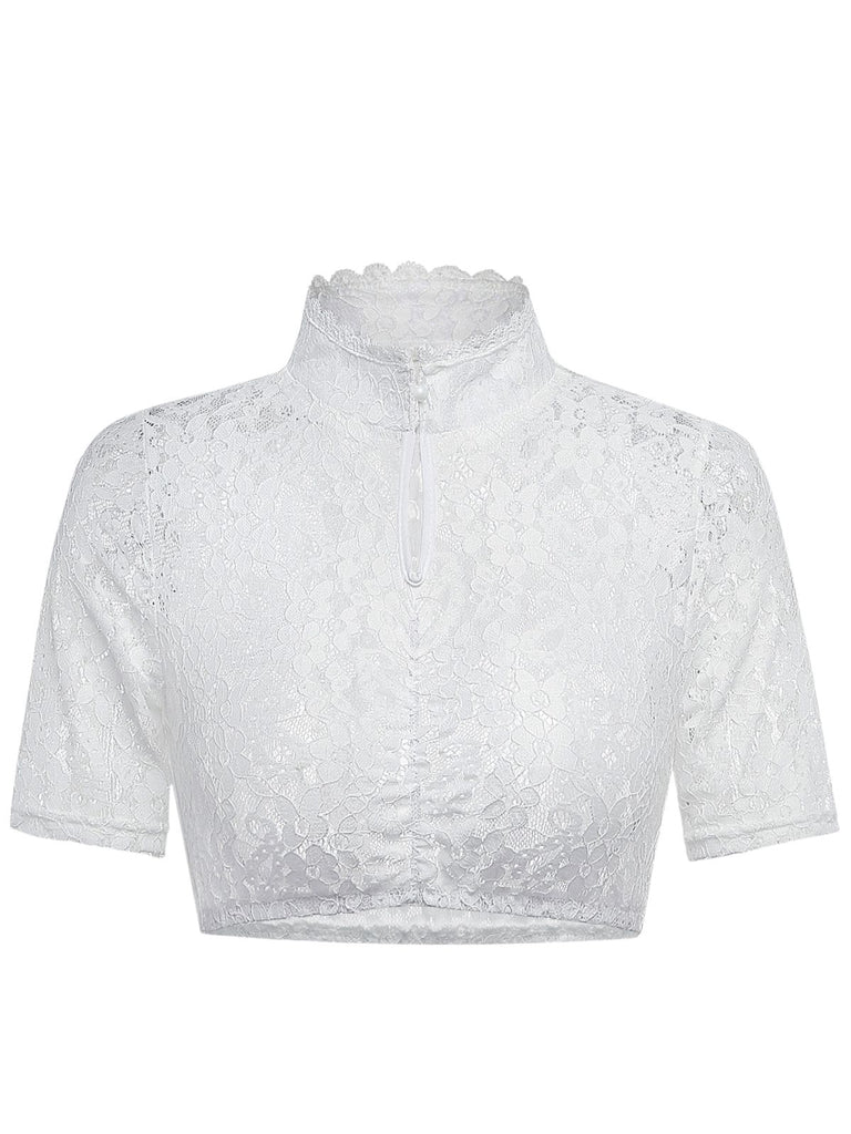 White 1950s Lace Patchwork Top