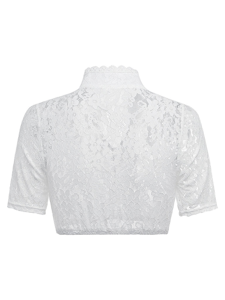 White 1950s Lace Patchwork Top 2