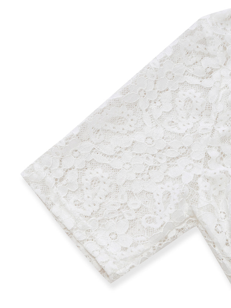 White 1950s Lace Patchwork Top 4