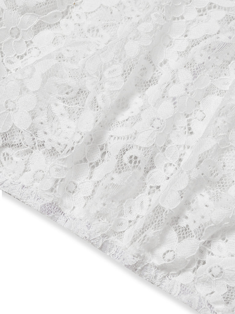 White 1950s Lace Patchwork Top 6