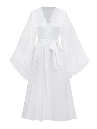 White 1950s Lace Sleepwear Classic Two Piece Set