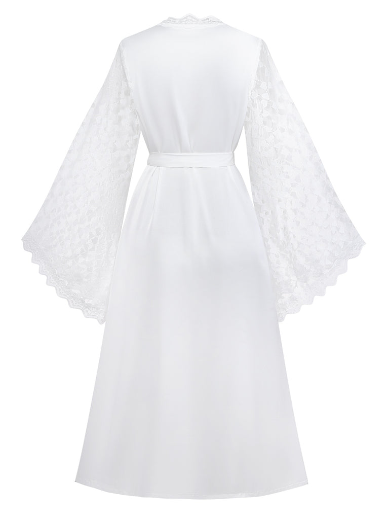 White 1950s Lace Sleepwear Classic Two Piece Set 2