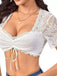 White 1950s Lace Patchwork Tie Crop Top - vintage fashion, retro style, pure white