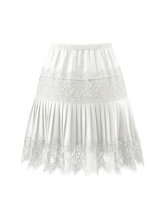 White 1960s Solid Lace Pleated Skirt - vintage skirt, retro style for vintage lovers