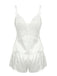 White 1950s Lace Satin Camisole Pajama Set - vintage fashion, retro style, pure white