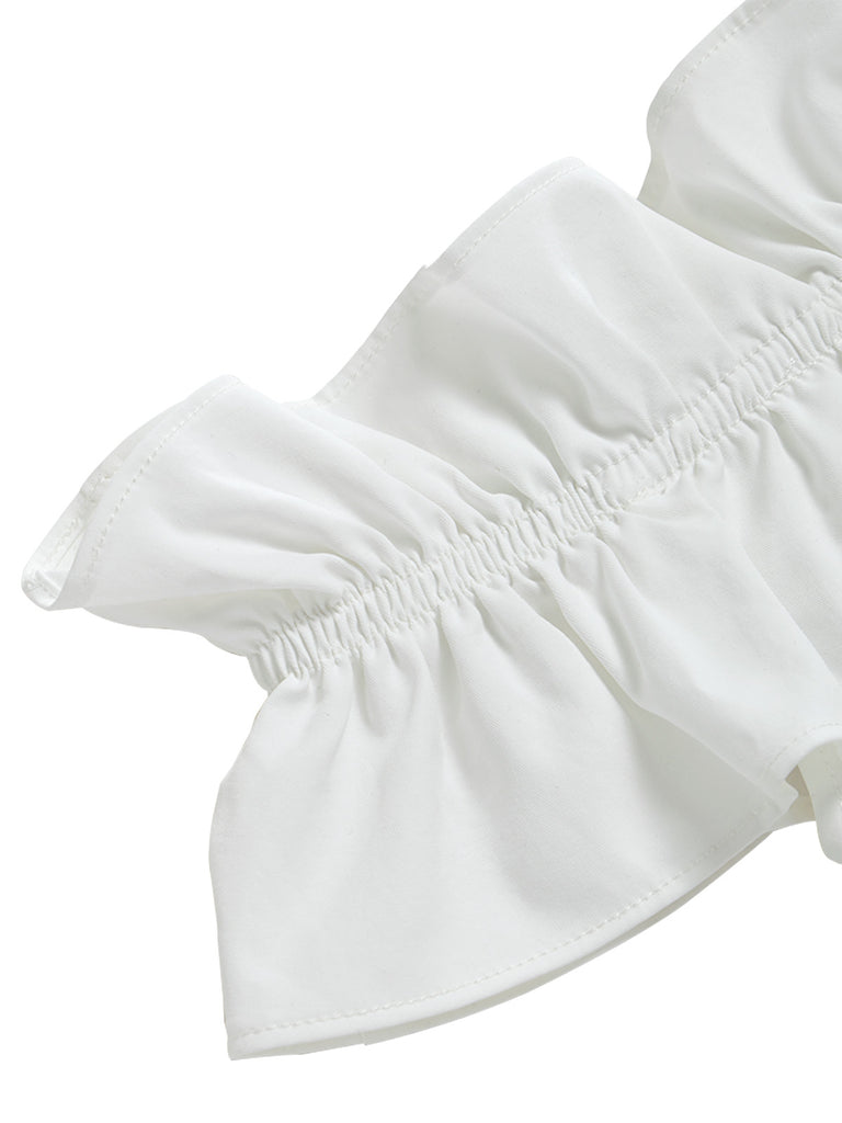 White 1950s Ruffle Blouse 6
