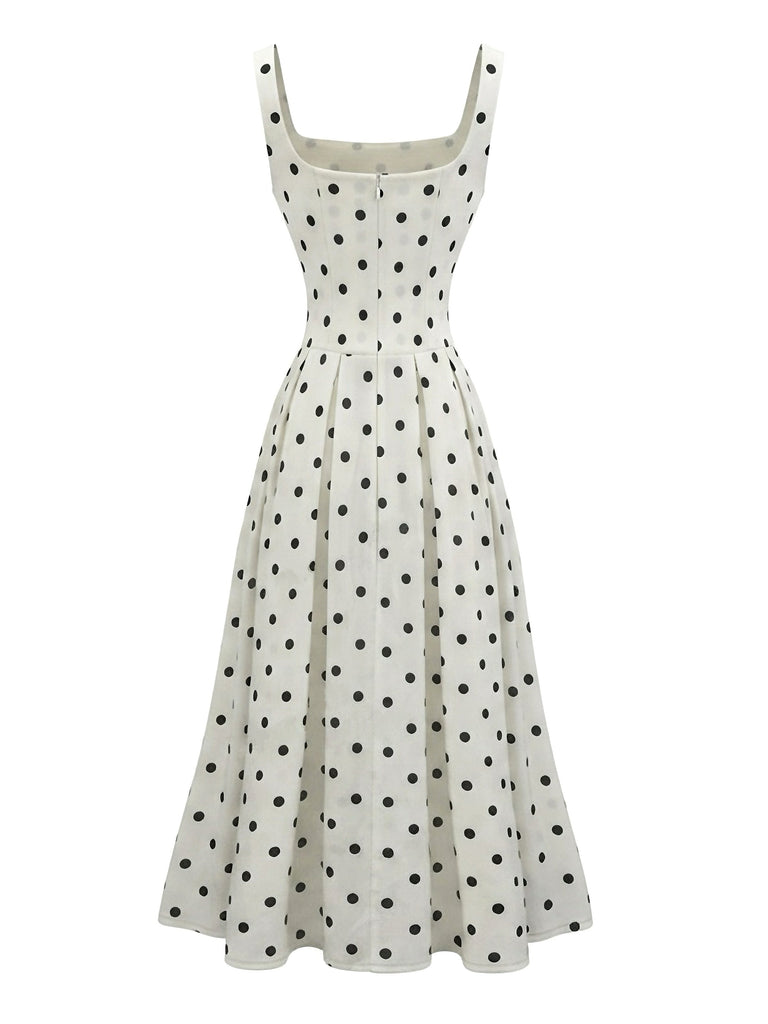 White 1950s Polka Dot Vintage Swing Dress, vintage dress, retro fashion, rockabilly, pin-up fashion - perfect for women who love vintage and retro fashion