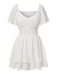 White 1950s Puff Sleeve Layered Hem Romper, vintage romper, retro jumpsuit - perfect for women who love vintage and retro fashion
