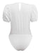White 1950s Pure Cotton Eyelet Puff Sleeve Top - vintage fashion, retro style, pure white