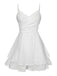 White 1950s Solid Spaghetti Straps Skirt Romper, vintage skirt, retro style - perfect for women who love vintage and retro fashion