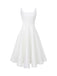 White 1950s Solid Wide Strap Evening Dress - vintage dress, retro fashion, rockabilly