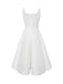 White 1950s Solid Wide Strap Evening Dress - vintage dress, retro fashion, rockabilly