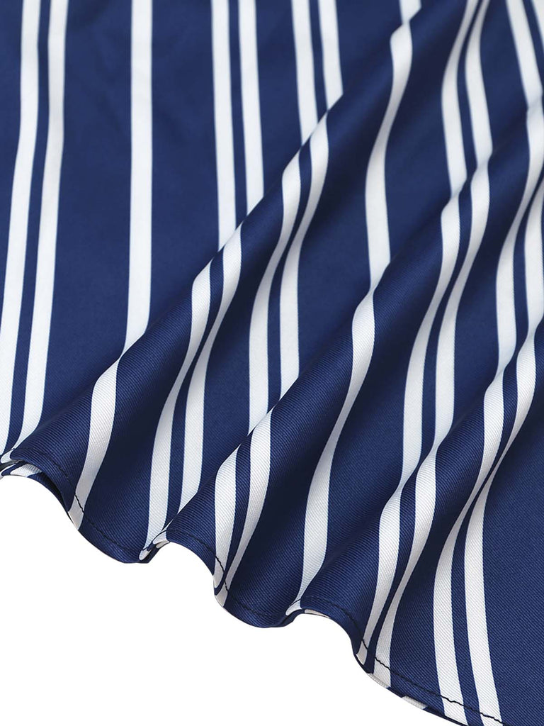 [Pre-Sale] White 1950s Striped Off Shoulder Swing Dress, vintage dress, retro fashion, rockabilly, pin-up fashion - perfect for women who love vintage and retro fashion