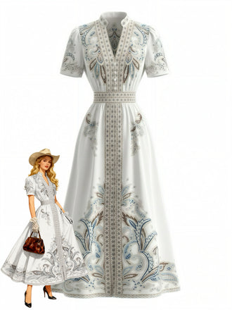 White 1950s Floral Lace Vintage Dress
