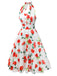 White 1950s Watercolor Rose Halter Dress, vintage dress, retro fashion, rockabilly, pin-up fashion - perfect for women who love vintage and retro fashion