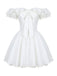 White 1960s Bow Off-Shoulder Lace Tutu Dress: beautiful vintage dress, retro fashion, elegant style with timeless appeal