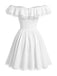 White 1960s Bow Off-Shoulder Lace Tutu Dress | vintage dress, retro fashion, elegant style - perfect for retro fashion enthusiasts