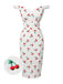 She slips into this White 1960s Cherry Off-Shoulder Pencil Dress and suddenly it's a 1960s daydream
