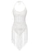 White 1960s Grid Halter Cover Up - vintage fashion, retro style, pure white