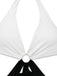 White 1960s Halter Deep V-Neck One-Piece Swimsuit — 1960s poolside glamour meets sun-drenched confidence