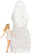 White 1960s Halter Sequin Crochet Hollow Out Cover-up, vintage fashion, retro style - perfect for women who love vintage and retro fashion