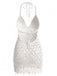 White 1960s Halter Sequin Crochet Hollow Out Cover-up, vintage fashion, retro style - perfect for women who love vintage and retro fashion