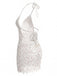White 1960s Halter Sequin Crochet Hollow Out Cover-up, vintage fashion, retro style - perfect for women who love vintage and retro fashion