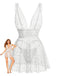 White 1960s Heart Dot Sheer Lace Sleepwear Set - vintage nightgown, retro sleepwear, pure white