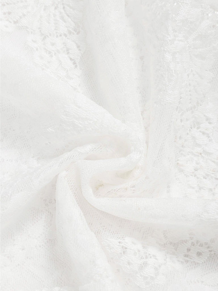 [Pre-Sale] White 1960s Lace V Neck Jumpsuit 6