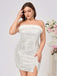White 1960s Plush Collar Sequined Bodycon Dress - vintage dress, retro fashion, pure white