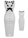 White 1960s Polka Dot Button Pencil Dress - vintage dress, retro fashion, elegant style for vintage lovers