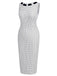White 1960s Polka Dot Button Pencil Dress - vintage dress, retro fashion, elegant style for vintage lovers