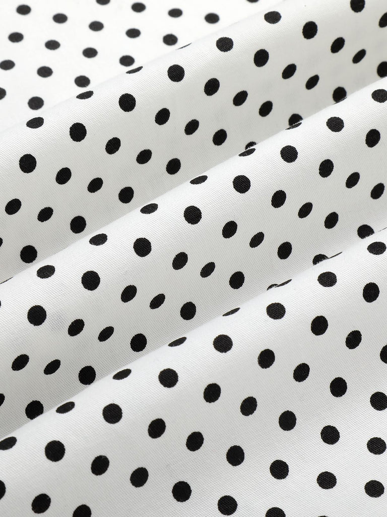 White 1960s Polka Dot Button Pencil Dress: beautiful vintage dress, retro fashion, elegant style with timeless appeal