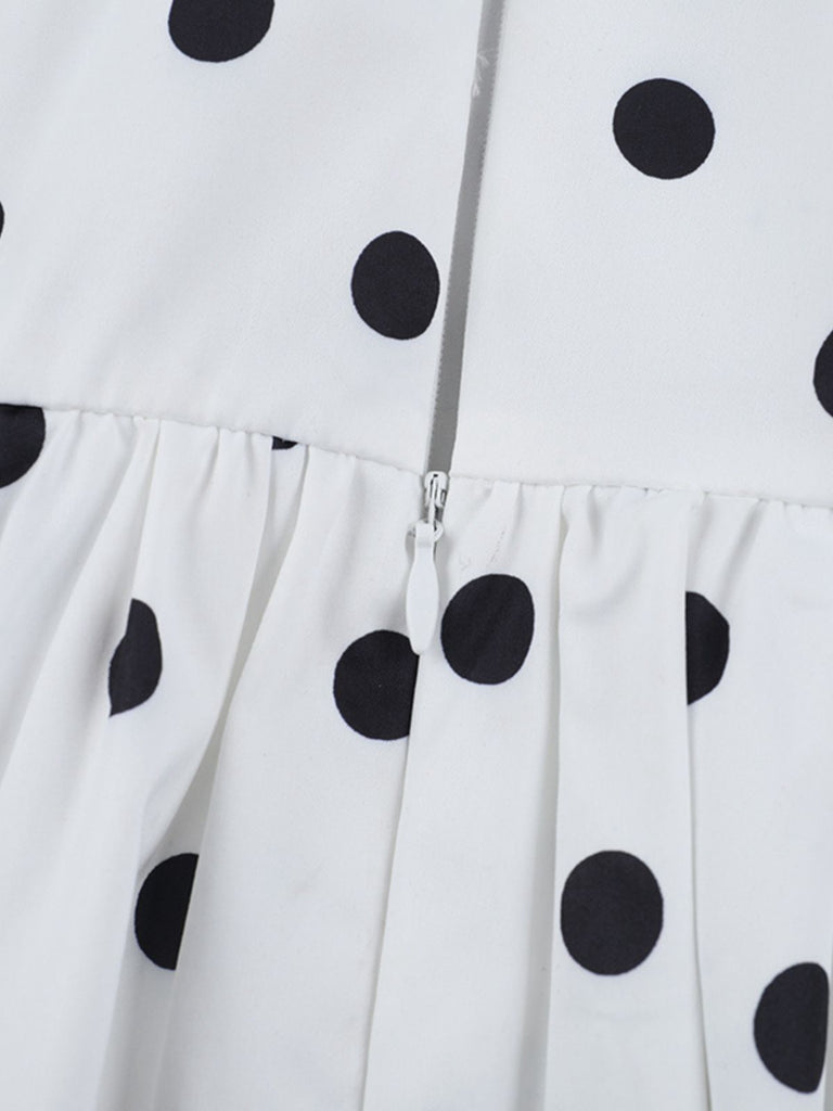 White 1960s Polka Dots Halter Tutu Dress - vintage dress, retro fashion, pure white