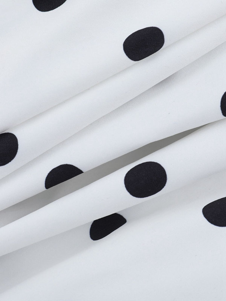 White 1960s Polka Dots Halter Tutu Dress - vintage dress, retro fashion, pure white