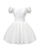 White 1960s Satin Off-Shoulder Mini Dress - vintage dress, retro fashion, pure white