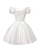 White 1960s Satin Off-Shoulder Mini Dress - vintage dress, retro fashion, pure white
