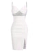 White 1960s Sequins Splicing Slit Dress, vintage dress, retro fashion - perfect for women who love vintage and retro fashion